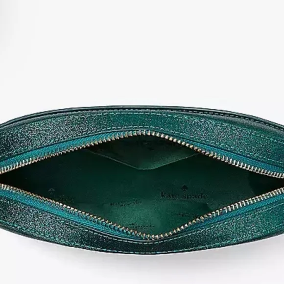 NWT Kate Spade greenGlimmer GlitterOval Camera Bag